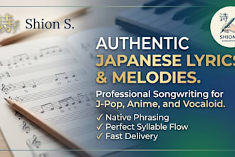 write authentic japanese song lyrics and melodies for jpop and anime
