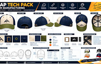 create a professional cap tech pack for manufacturing