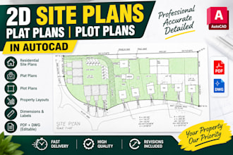 draw site plans plot plans plat plans permit drawings in autocad