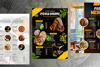 design a modern restaurant food menu and digital menu