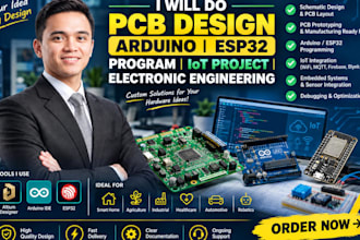do pcb design arduino esp32 program iot project electronic engineering