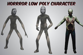 create psx ps1 low poly 3d horror characters creepy creatures 3d game characters
