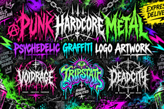 create punk hardcore metal and psychedelic graffiti logo artwork