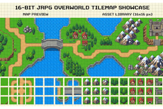 create 2d top down pixel art tileset tilemap rpg maker sprite sheets game assets