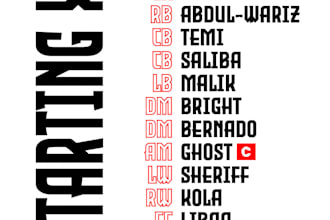 design eye catching football squad and matchday graphics