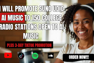 promote suno udio ai music to 150 college radio stations open to ai music