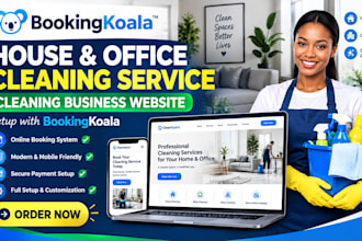 setup house office cleaning service cleaning business website with bookingkoala