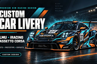 design custom car livery for lmu, iracing, assetto corsa and sim racing teams