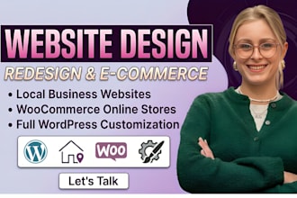 design redesign wordpress website, local business website, woocommerce website