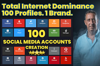 manually create 100 social media profiles for brand building and SEO