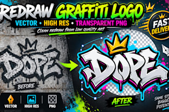 redraw graffiti logo as vector high resolution transparent png