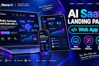 design and develop modern ai saas landing page or web app UI