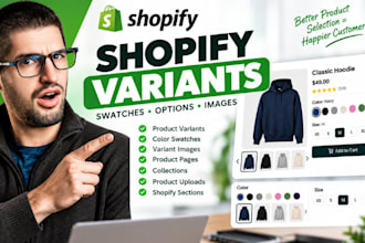 setup shopify product variants, color swatches and  variant images