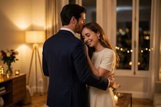 create a realistic wedding anniversary animation video
