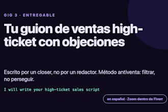 write your high ticket sales script with objection handling in spanish