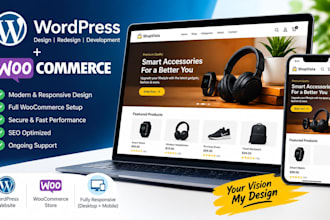 design redesign wordpress, wordpress website, woocommerce development