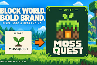 design a custom pixel art logo and brand identity for your business