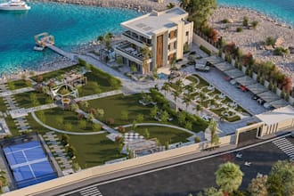 provide modern private villa render, 3d landscape design for local home builders