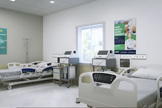 design 3d medical store 3d hospital pharmacy clinic interior healthcare render
