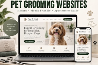 design a pet grooming website with online booking