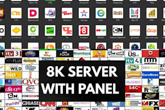 offer m3u playlist, restream, 8k server, live TV app with panel