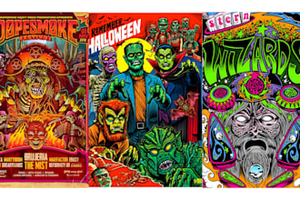 do horror poster vintage illustration dark art banner horror book cover artist