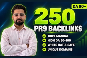 build 250 pr9 high da manual SEO backlinks for ranking