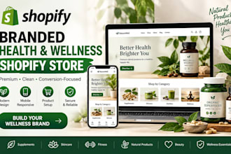 design a branded health and wellness shopify store, products label bottle design