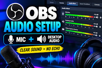 configure obs audio, mic and desktop sound for streaming