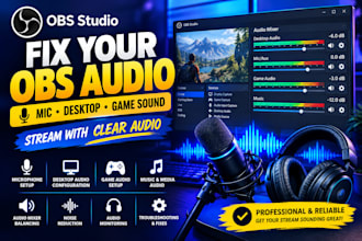 configure obs audio, mic and desktop sound for streaming