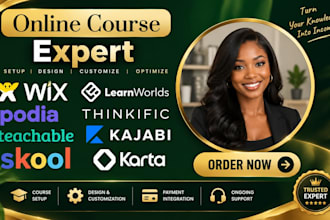 setup online courses on kajabi learnworlds teachable thinkific podia skool wix