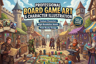 draw custom character illustration and tabletop board game art