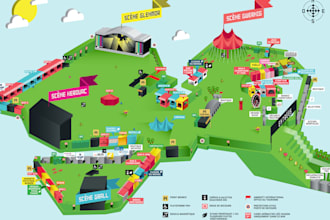 design detailed 3d isometric map, event map illustration and fairground map