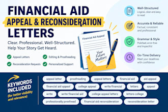 write and proofread financial aid appeal and reconsideration letters