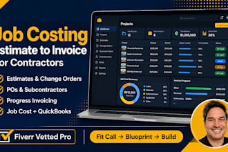 set up a job costing and estimate to invoice system for contractors