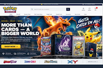 design pokemon website pokemon shopify store trading card website  tcg website