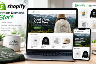 build shopify print on demand store, printify printful shopify store pod website
