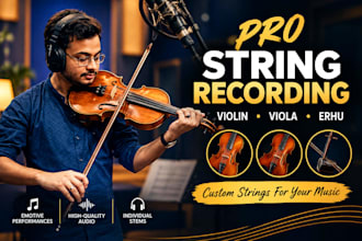 record hq beautiful violin, viola, erhu or string section for your songs