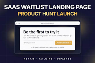 build saas waitlist landing page for product hunt launch with nextjs