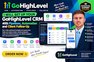 set up your gohighlevel CRM with pipelines, automation and client follow up