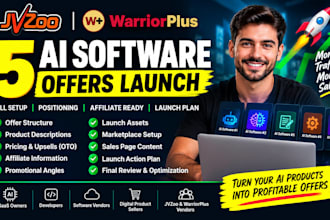 launch five internet marketing ai software offers on jvzoo, warriorplus