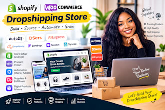 build woocommerce shopify dropshipping store with autods, dsers digital products