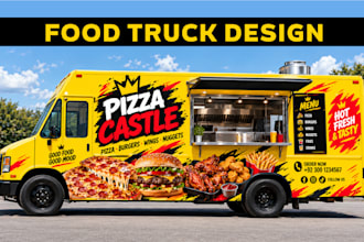 design unique food truck wrap, trailer wrap, van wrap, car wrap