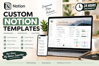 notion templates, notion dashboard, custom notion templates experts in 24hrs