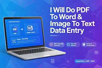 do fast pdf to word typing image to text and data entry