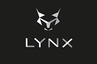 design modern geometric, wolf, lynx animal, and tech business logo