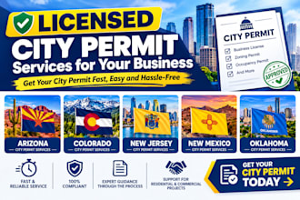 do licensed arizona, colorado, new jersey, new mexico, oklahoma for city permit
