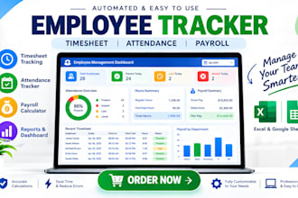 build automated employee timesheet, attendance tracker and excel payroll tracker