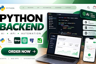 develop ai python flask django backend API web app scraping automation