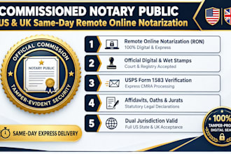 do US, UK same day notarization, notary stamp, wet stamp, online notary services